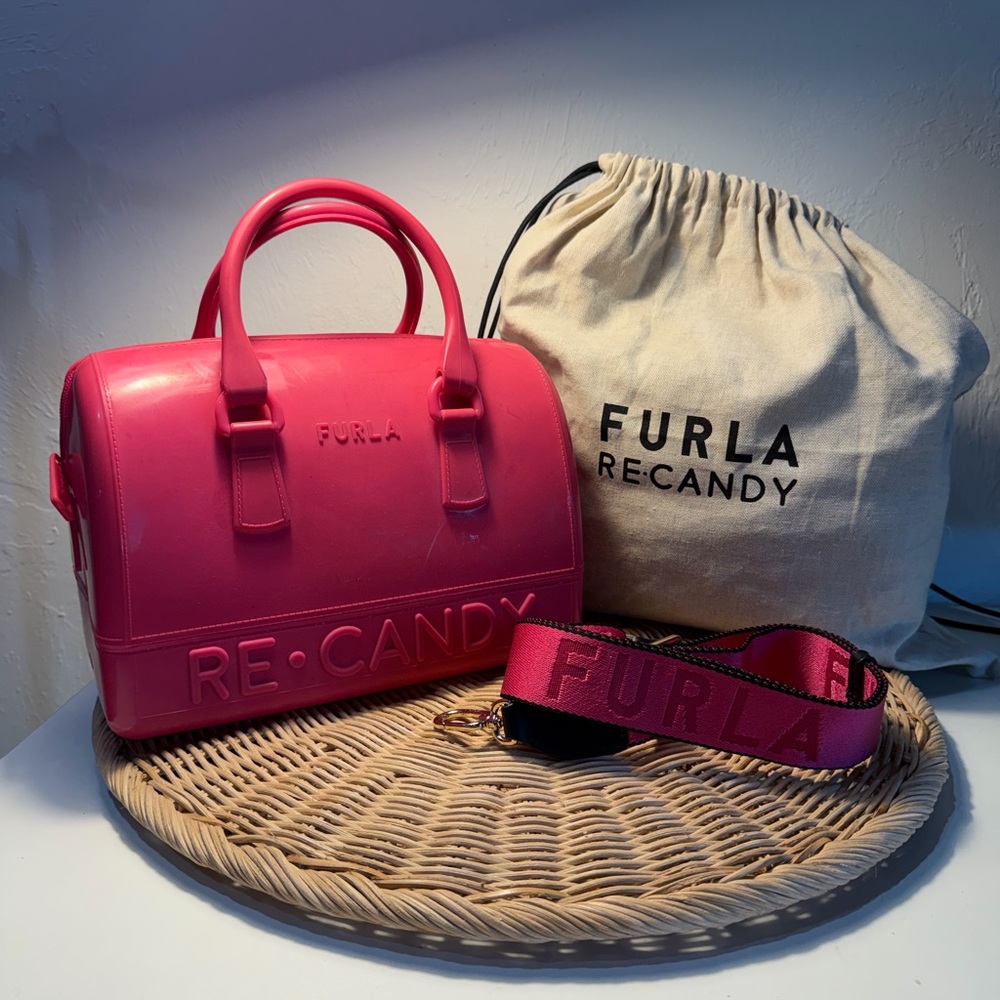 Furla Re-Candy Bright Pink Satchel with Branded Strap
